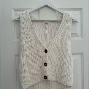 Free People Cream V-Neck Sweater Vest